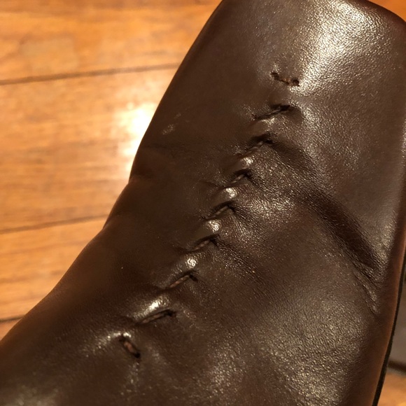 Vintage 90s Sam & Libby leather square toe mules brown 8 1/2 - Picture 3 of 8
